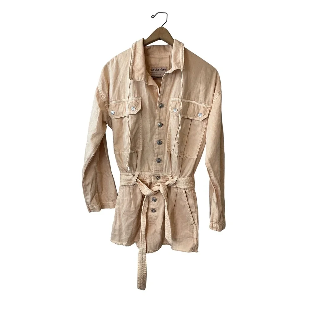 Free People We The Free Marci Coverall Romper Peach XS New‎ With Tags Utility
